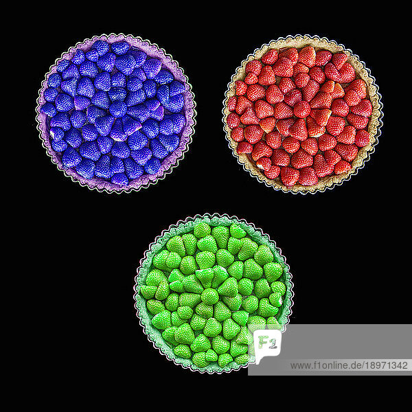 Colorful strawberry pies