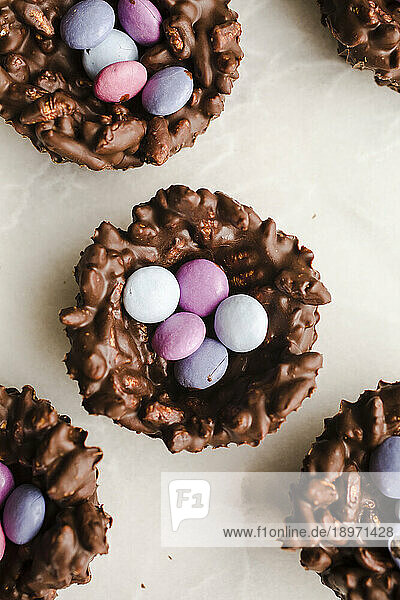 Chocolate bird's nest sweets for Easter