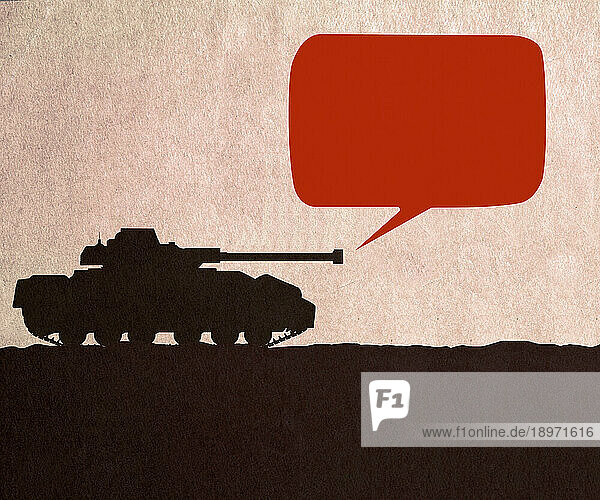 Panzerrohr mit Sprechblase