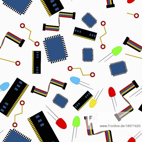 Computerkomponenten in nahtlosem abstraktem Muster