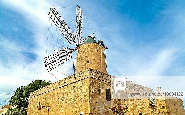 Ta' Kola Windmill  built in 1725  now a museum  Xaghra  Gozo  Malta  Mediterranean  Europe
