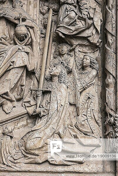 Detailansicht vom Epitaph  benannt nach Kunz Horn  einem der reichsten Bürger Nürnbergs um 1500  Lorenzkirche  Nürnberg  Mittelfranken  Bayern  Deutschland  Europa