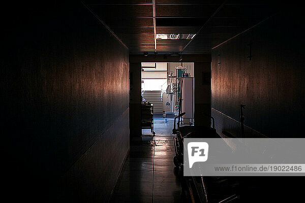 Entrance to the shock room  within the emergency department of a university hospital.