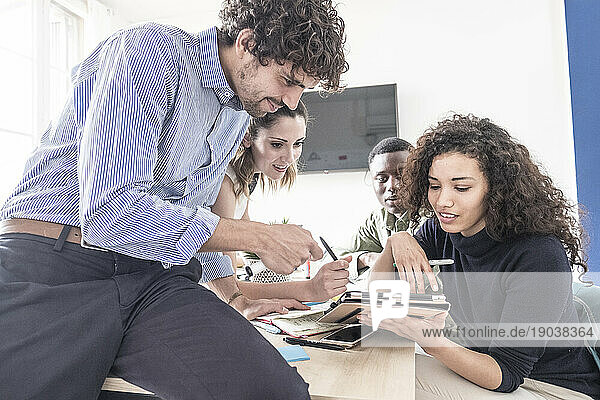 Happy people during a meeting presentation