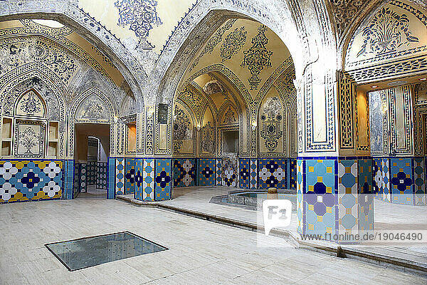 Plasterworks and paintings in Sultan Amir Ahmad Bathhouse also known as Bathhouse in Kashan Qasemi  Iran