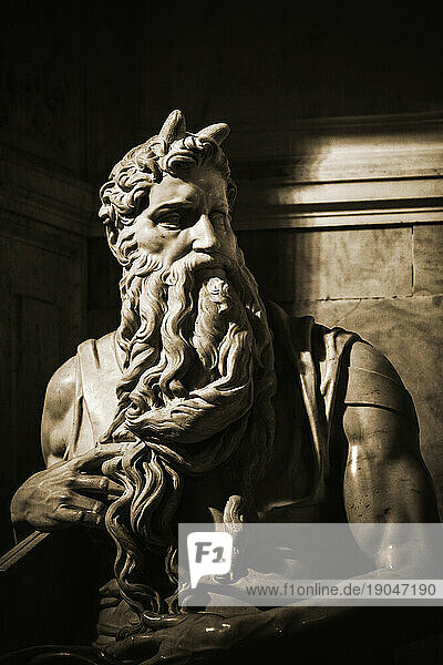 Moses statue by Michelangelo Buonarroti  Church of San Pietro  Vincoli  Rome  Italy