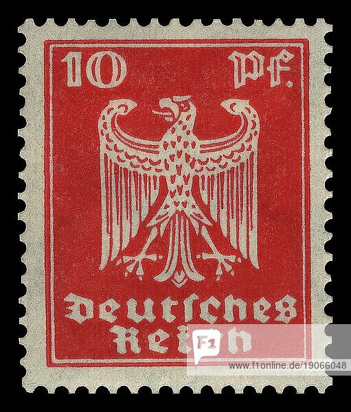 Historische Briefmarke  Deutsches Reich  Dauermarke mit Reichsadler  10 Pfennig  1924  Deutschland  Historisch  digital aufbereitete Reproduktion einer Vorlage aus der damaligen Zeit  Europa