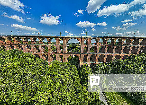 Goltzsch Viaduct,  largest brick-built bridge in the world,  Saxony,  Germany,  Europe