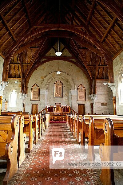 Der schöne Innenraum der Roß Uniting Church in Roß  Tasmanien  an einem sonnigen Tag