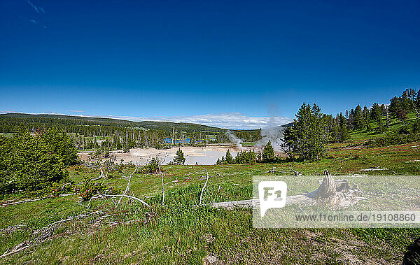 Cooking Hillside, Mud Volcano Gebiet, Yellowstone-Nationalpark, Wyoming, Vereinigte Staaten von Amerika |Cooking Hillside, Mud Volcano, Area, Yellowstone National Park, Wyoming, United States of America|