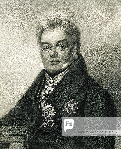 Johann Nepomuk Rust  ab 1836 Ritter von Rust (5. April 1775) (9. Oktober 1840) war ein österreichischer Mediziner und Chirurg  Historisch  digital restaurierte Reproduktion von einer Vorlage aus der damaligen Zeit