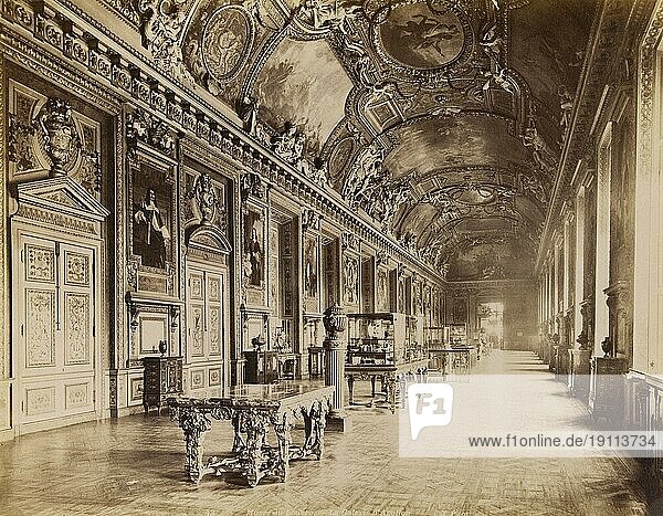 Louvre-Museum  Die Apollo-Galerie  1885  1. Arrondissement  Paris  Frankreich  Historisch  digital restaurierte Reproduktion von einer Vorlage aus der damaligen Zeit  Europa
