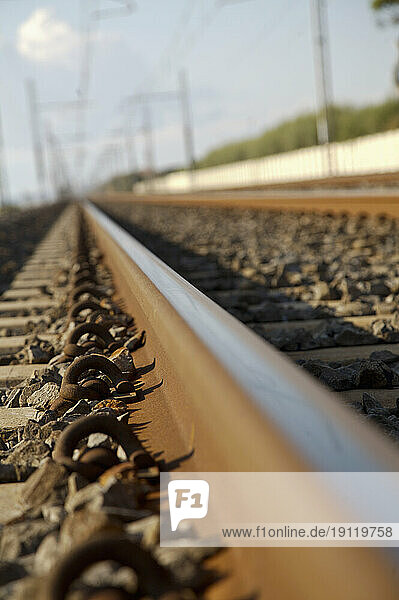 Close up of rail tracks