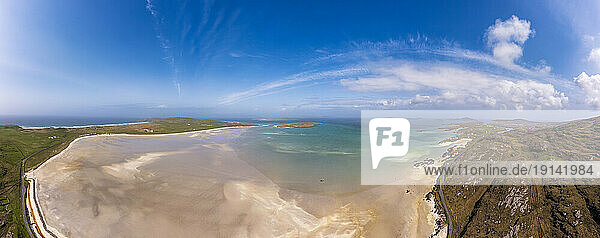 UK  Scotland  Aerial panorama of Traigh Mhor beach