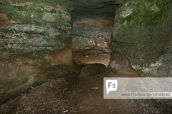 Europe; Italy  Sardinia  Sassari  Alghero  Anghelo Ruiu Necropolis. Domus de Janas  pre-Nuragic underground tombs 4200 B.C