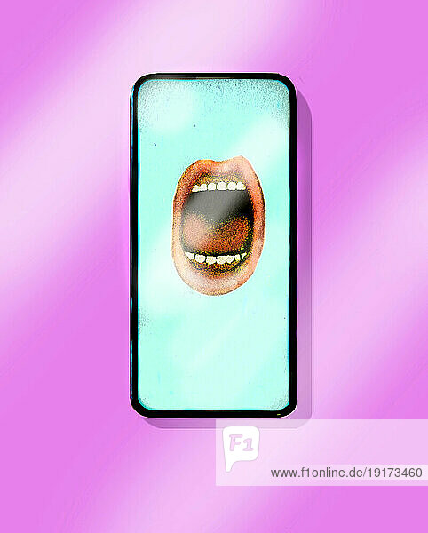 Illustration of smart phone displaying open mouth