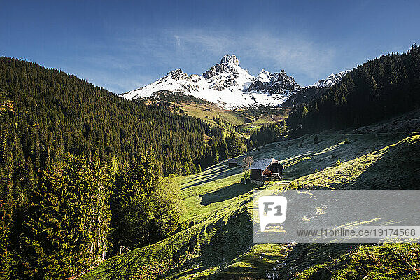 Austria  Salzburger Land  Secluded hut in Dachstein Mountains