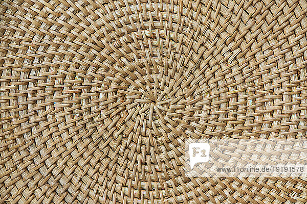 Full frame view from above circular rattan placement