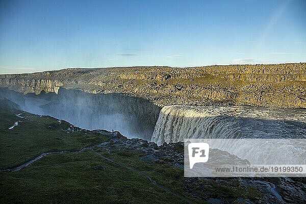 Spitze des Dettifoss Wasserfalls  Island. Der größte Wasserfall in der europäischen Gemeinschaft