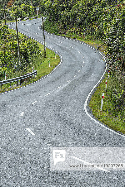 New Zealand  South Island New Zealand  Empty stretch of State Highway 6
