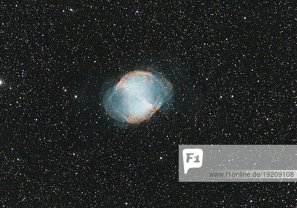 View of Dumbbell nebula in Vulpecula constellation