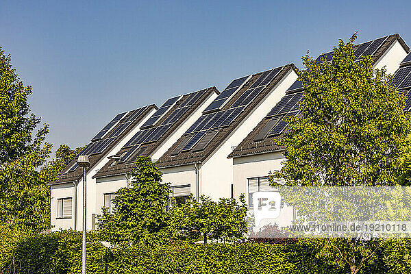 Germany  Baden-Wurttemberg  Solar panels on roofs of modern suburban houses
