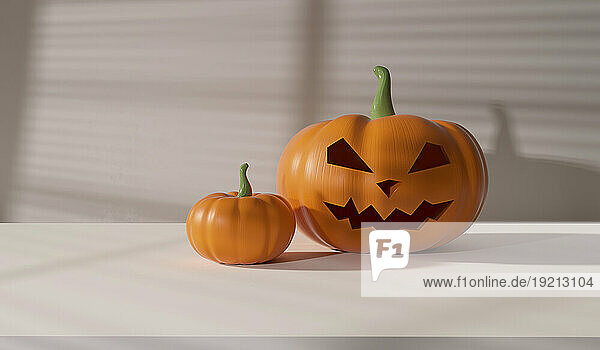 Plastic pumpkin and jack o lantern