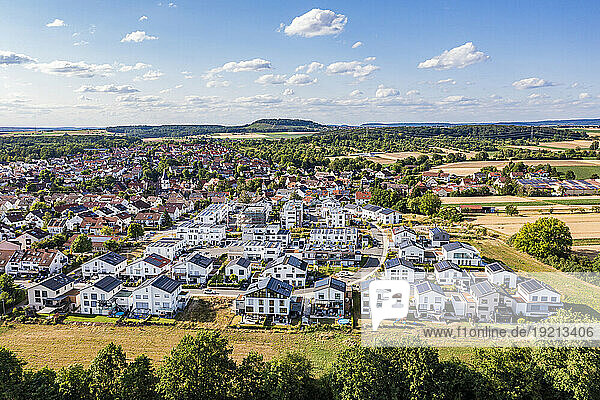 Germany  Baden-Wurttemberg  Waiblingen  Aerial view of new climate-neutral development area in summer