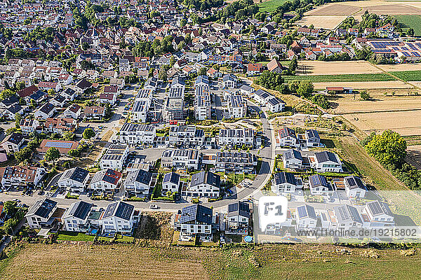 Germany  Baden-Wurttemberg  Waiblingen  Aerial view of new climate-neutral development area in summer