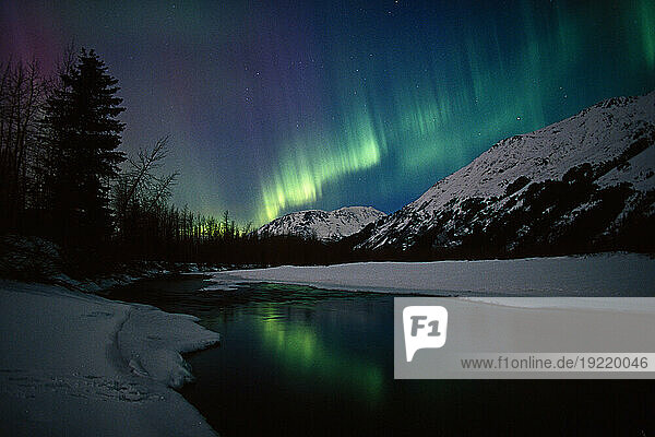 Northern Lights Over Portage River Valley Sc Alaska