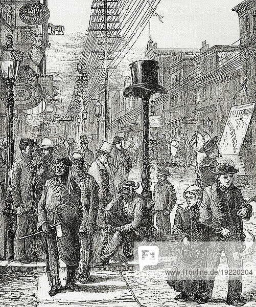 Typical street scene in Philadelphia in the 19th century. From America Revisited: From The Bay of New York to The Gulf of Mexico  published 1886.