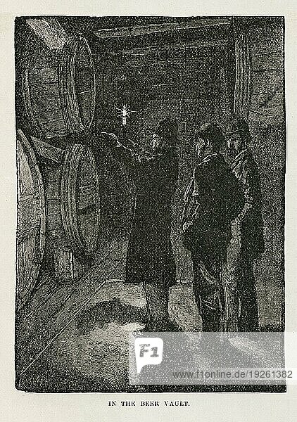 Biergewölbe einer Brauerei in Milwaukee  Wisconsin. Ursprünglich veröffentlicht in der April Ausgabe 1881 des Harpers New Monthly Magazine