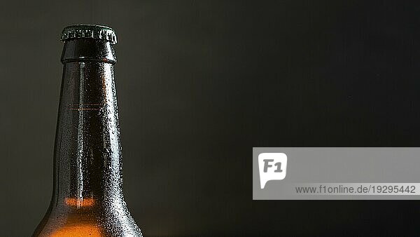 Vorderansicht Bierglasflasche mit Kopierfeld