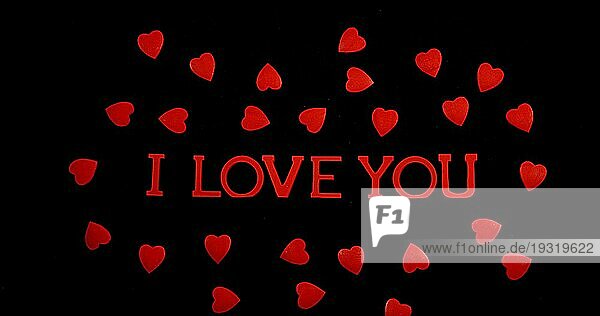 Ich liebe dich und rote Herzen zum Valentinstag