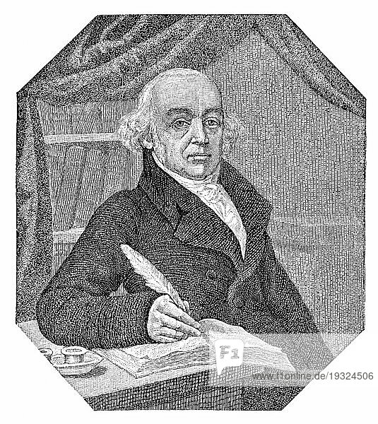 Christian Friedrich Samuel Hahnemann (1755 1843) war ein deutscher Arzt  der für die Entwicklung einer alternativen Form der Medizin  der Homöopathie  bekannt war. Illustration ursprünglich in einer Zeitschrift im Jahr 1880 gedruckt veröffentlicht. aufgrund des hohen Alters