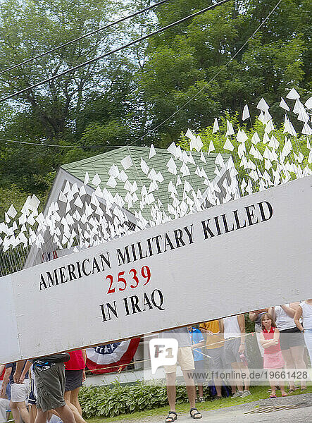 A banner at a Fourth of July parade in Vermont.
