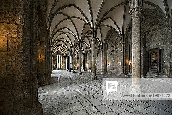 Hallway in monastery of Mont Saint-Michel  Normandy  France