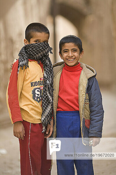 Portrait of school friends in Yazd  Iran