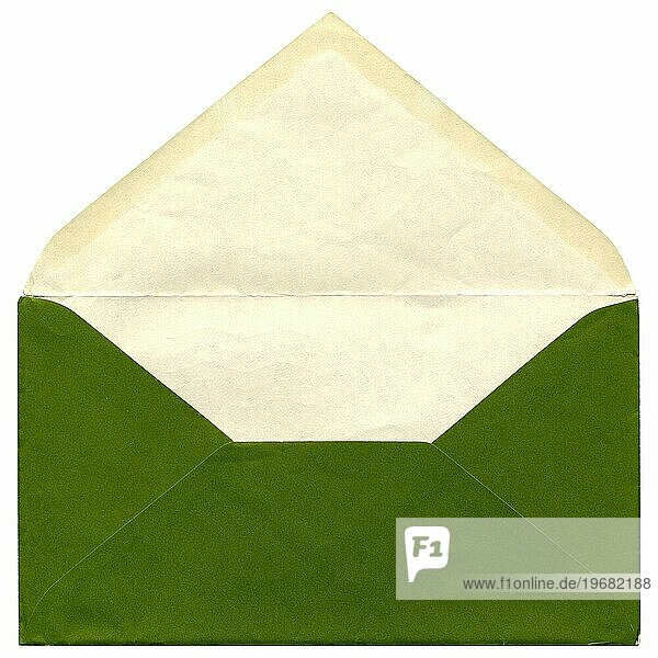 Grüner Umschlag isoliert  Ausschnitt