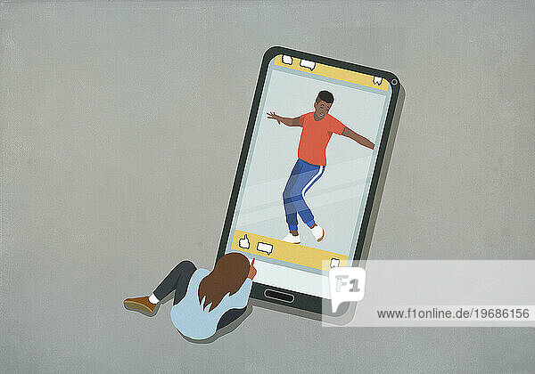 Girl messaging boy on social media