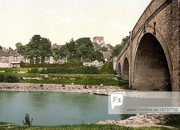 St Asaph  eine Kleinstadt und Community Denbighshire in Nordwales am Fluss Elwy  1880  Wales  Historisch  digital verbesserte Reproduktion eines Photochromdruck der damaligen Zeit