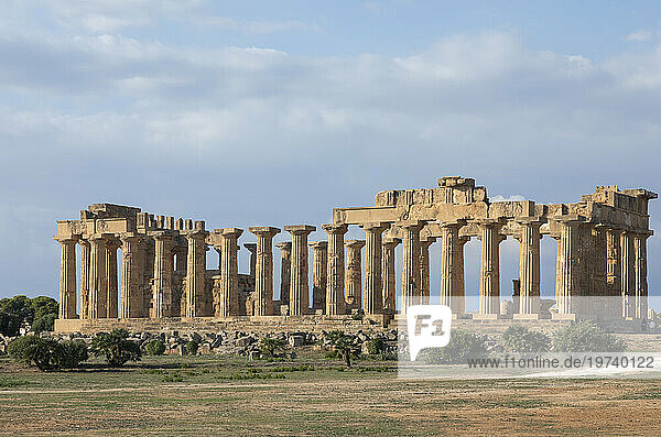 Italy  Sicily  Selinunte  Exterior of ancient Greek temple