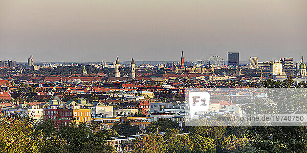 Germany  Bavaria  Munich  Panoramic view of residential district