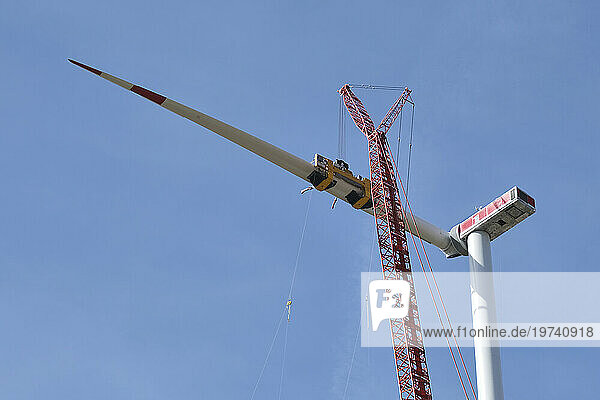 Germany  Rhineland-Palatinate  Flonheim  Construction of large wind turbine