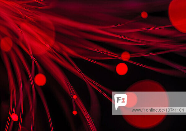 Red glowing fiber optic cables