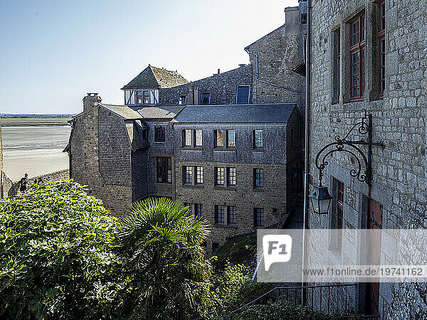 France  Normandy  Historic houses on Mont Saint-Michel island