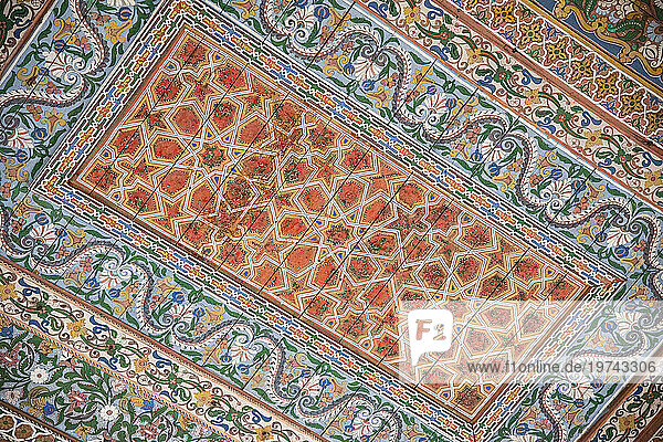 Mosaic tiles in 19th century Bahia Palace  Marrakech; Marrakech  Morocco