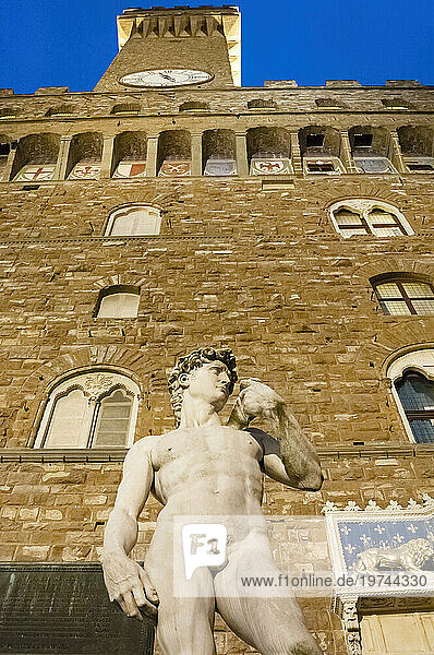 The David by Michelangelo  Piazza della Signoria  UNESCO World Heritage Site  Florence  Tuscany  Italy  Europe