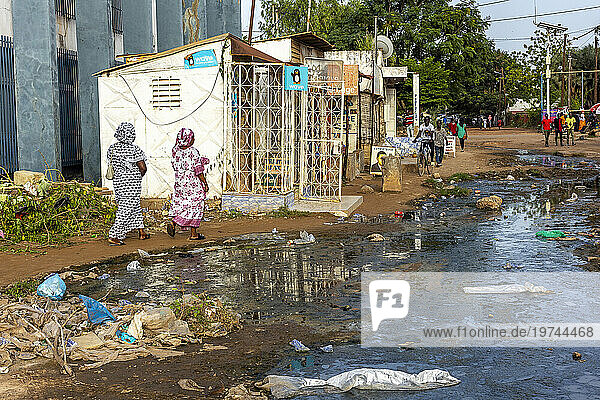 Flooded street in Kaolack  Senegal  West Africa  Africa