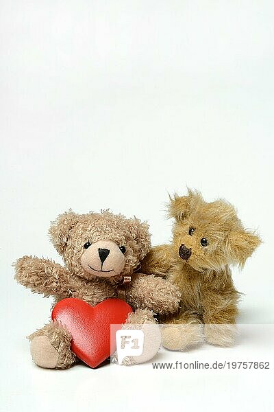 Zwei Teddybären und rotes Herz  Teddy
